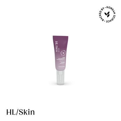 Purple skincare tube with brand logo on a white background