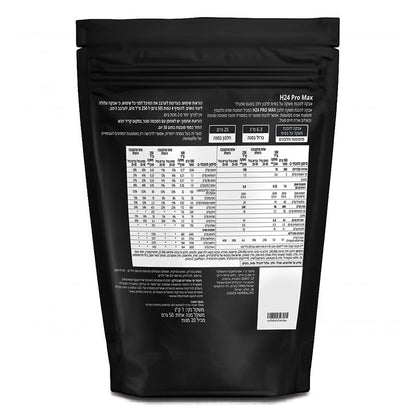 Black package with nutritional information on a white background